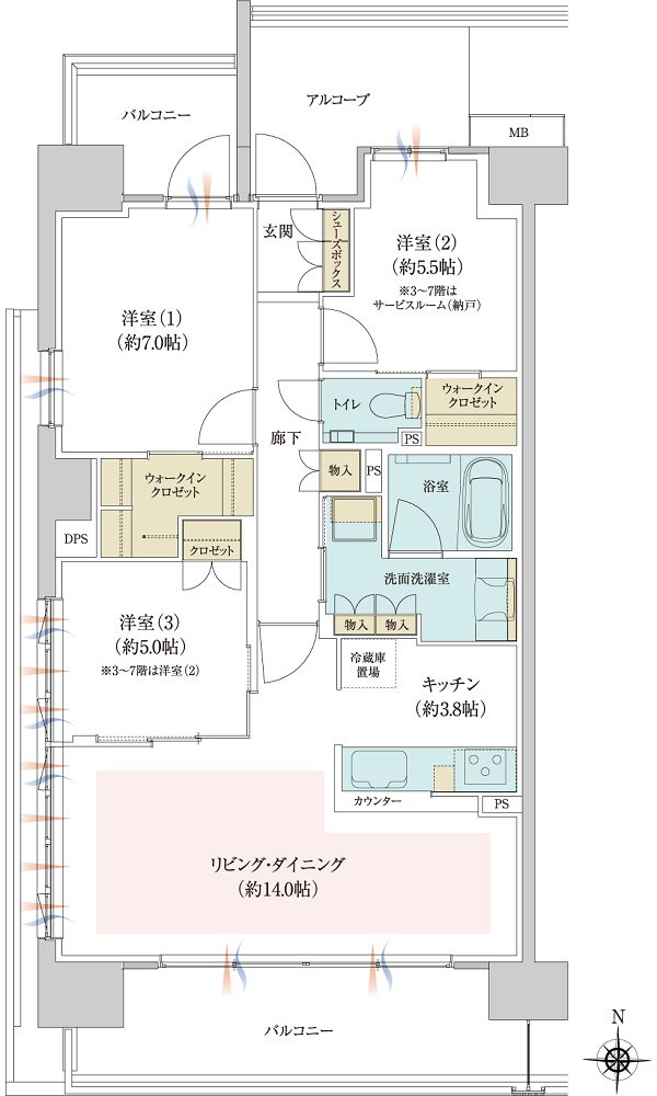 ジオ京都西院 間取り SA type