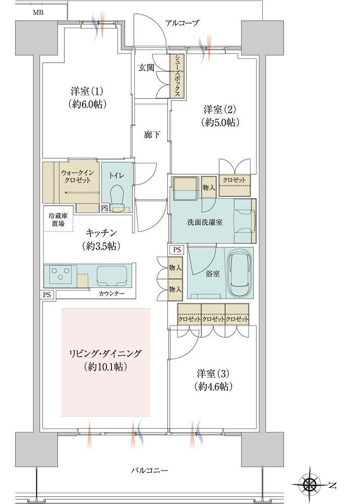 ジオ京都西院 間取り EE type