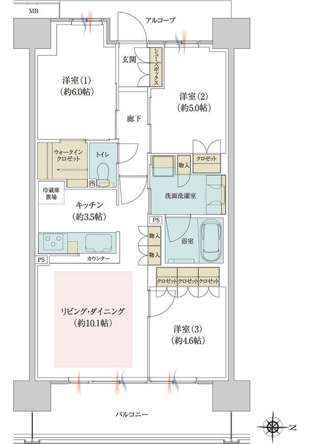 ジオ京都西院 間取り EE type