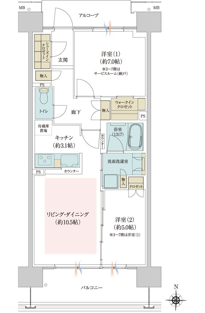 ジオ京都西院 間取り SB type