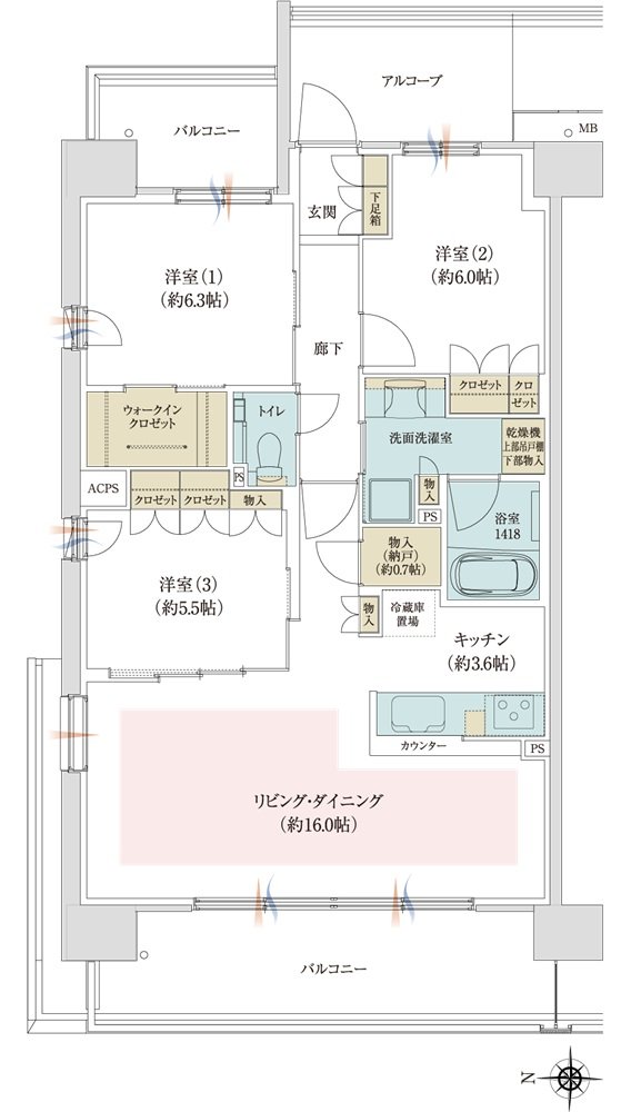 ジオ京都西院 間取り WA type