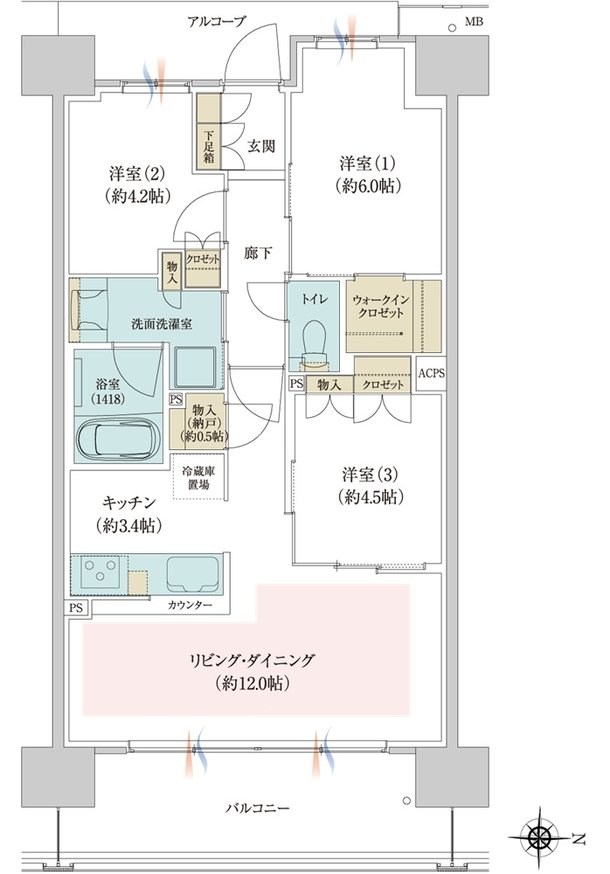 ジオ京都西院 間取り EH type