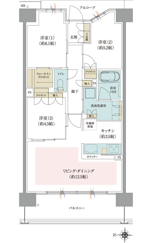 ジオ京都西院 間取り WB type