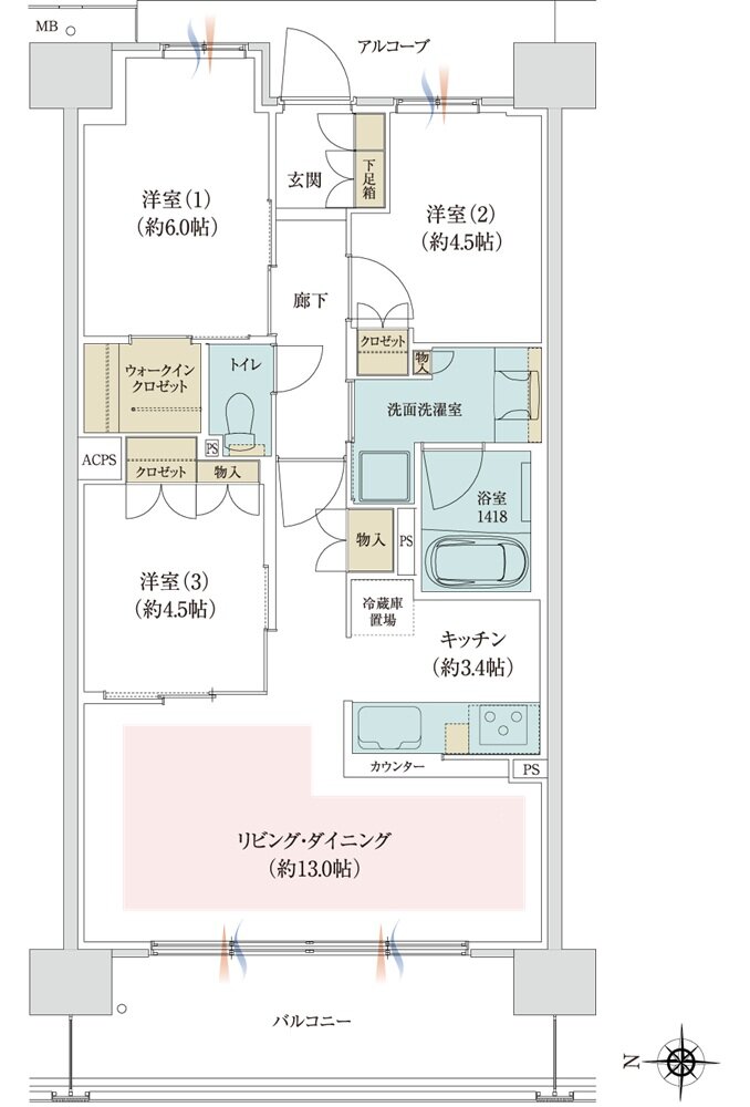 ジオ京都西院 間取り WF type