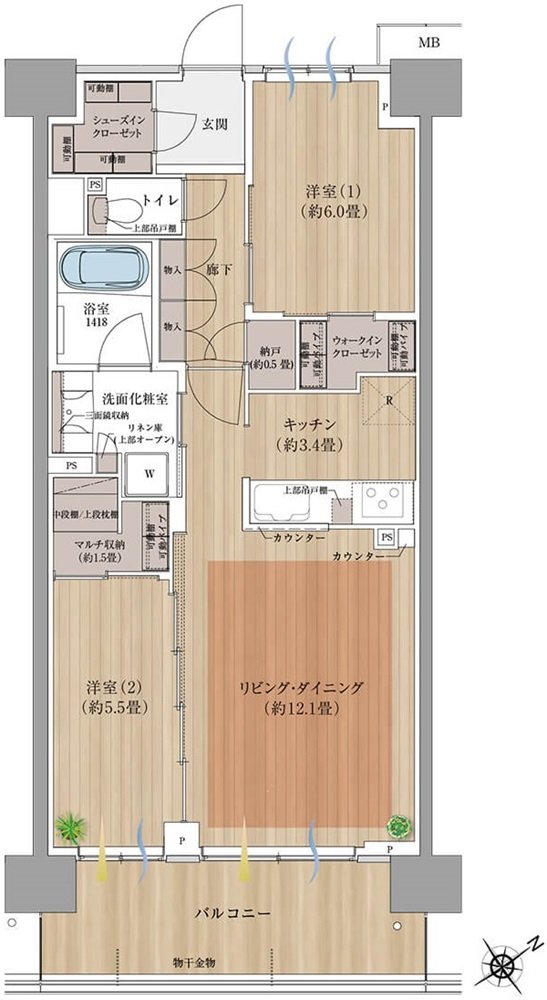 オハナ 古淵ガーデニア 間取り Q type
