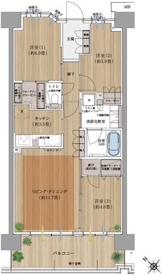 オハナ 古淵ガーデニア 間取り I type