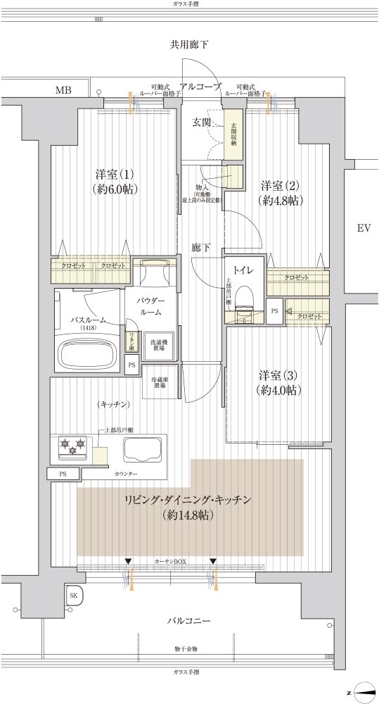 プレサンス ロジェ 西大路御池駅前 間取り Cタイプ
