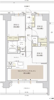 プレサンス ロジェ 西大路御池駅前 間取り Cタイプ