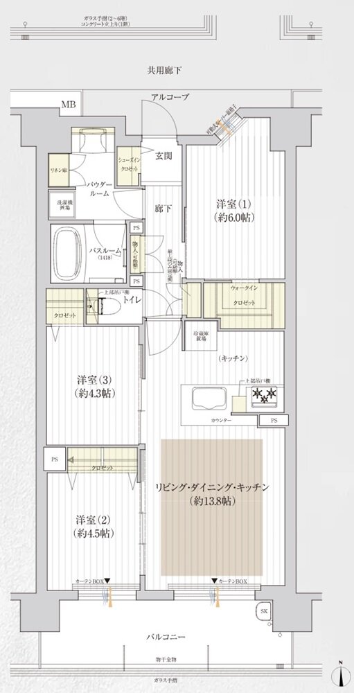 プレサンス ロジェ 西大路御池駅前 間取り Fタイプ