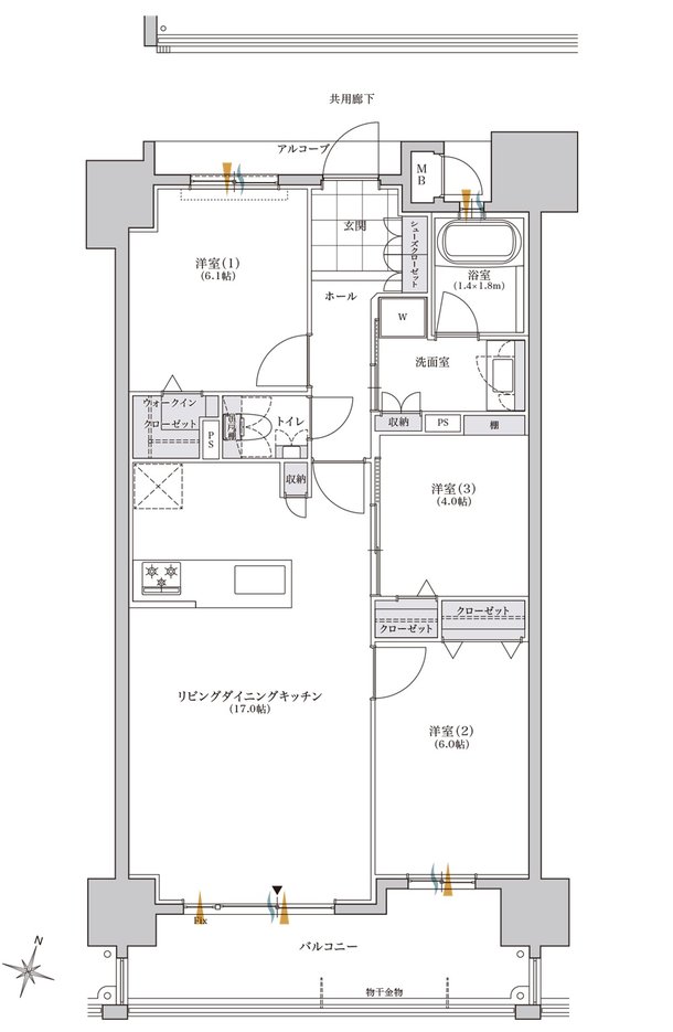 レジデンシャルメゾン住吉サウス 間取り B TYPE