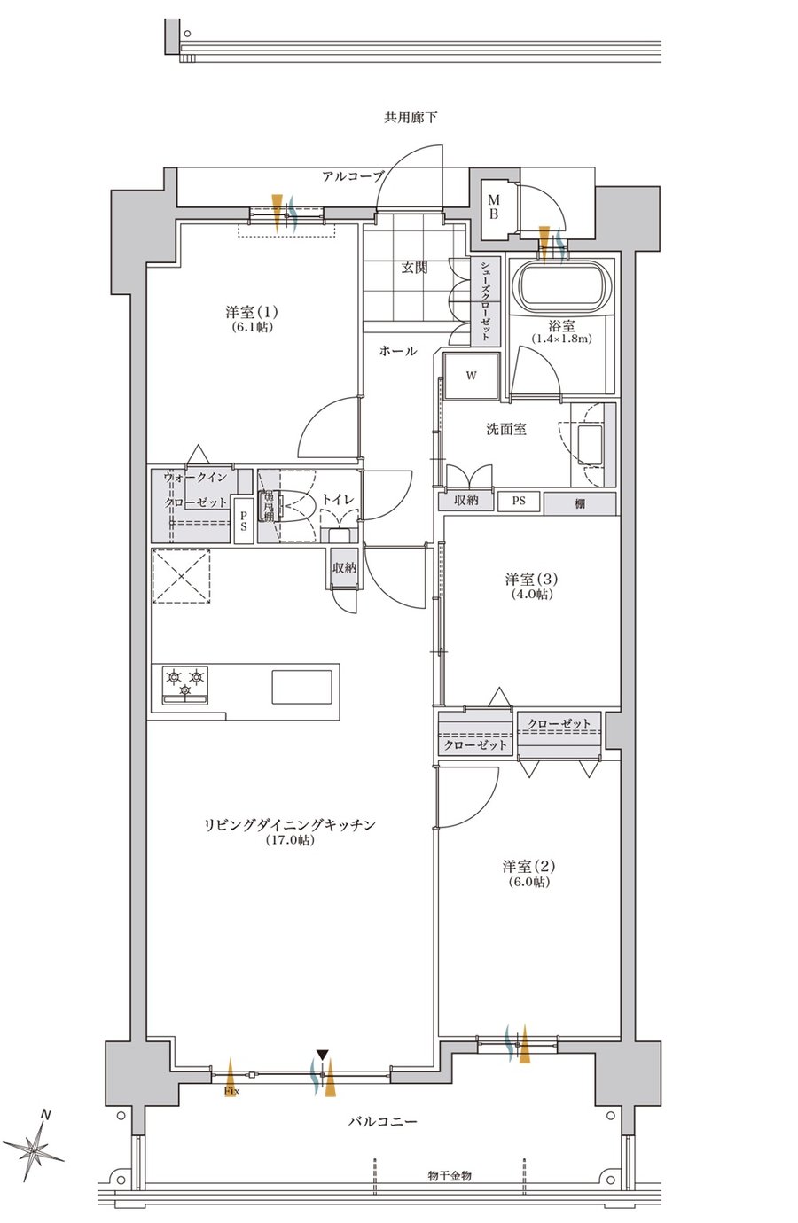 レジデンシャルメゾン住吉サウス 間取り B-2 TYPE
