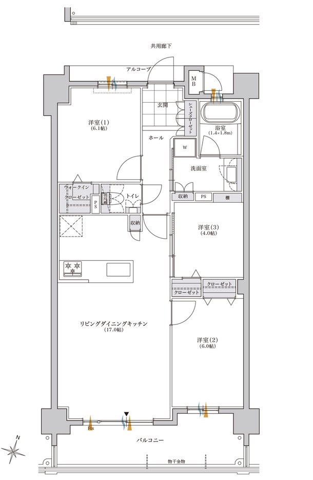 レジデンシャルメゾン住吉サウス 間取り B-2 TYPE