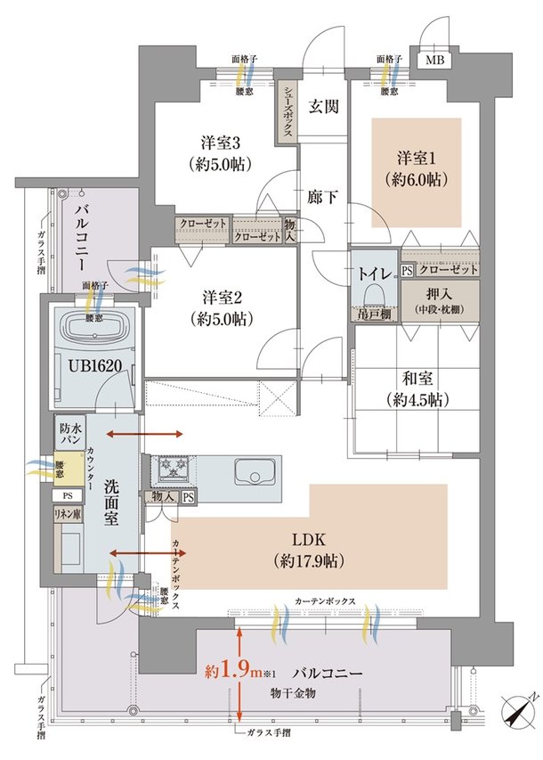 オーヴィジョン新山口スクエアガーデン 間取り A TYPE