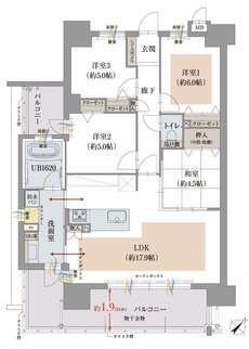 オーヴィジョン新山口スクエアガーデン 間取り A TYPE