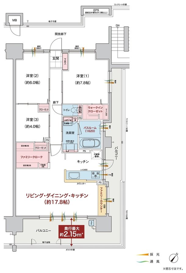 ヴェルディ新倉敷駅前 間取り D type(2~15階)