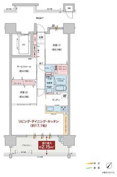 ヴェルディ新倉敷駅前 間取り B type（2〜15階）