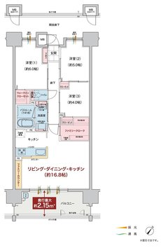 ヴェルディ新倉敷駅前 間取り C type（2〜15階）