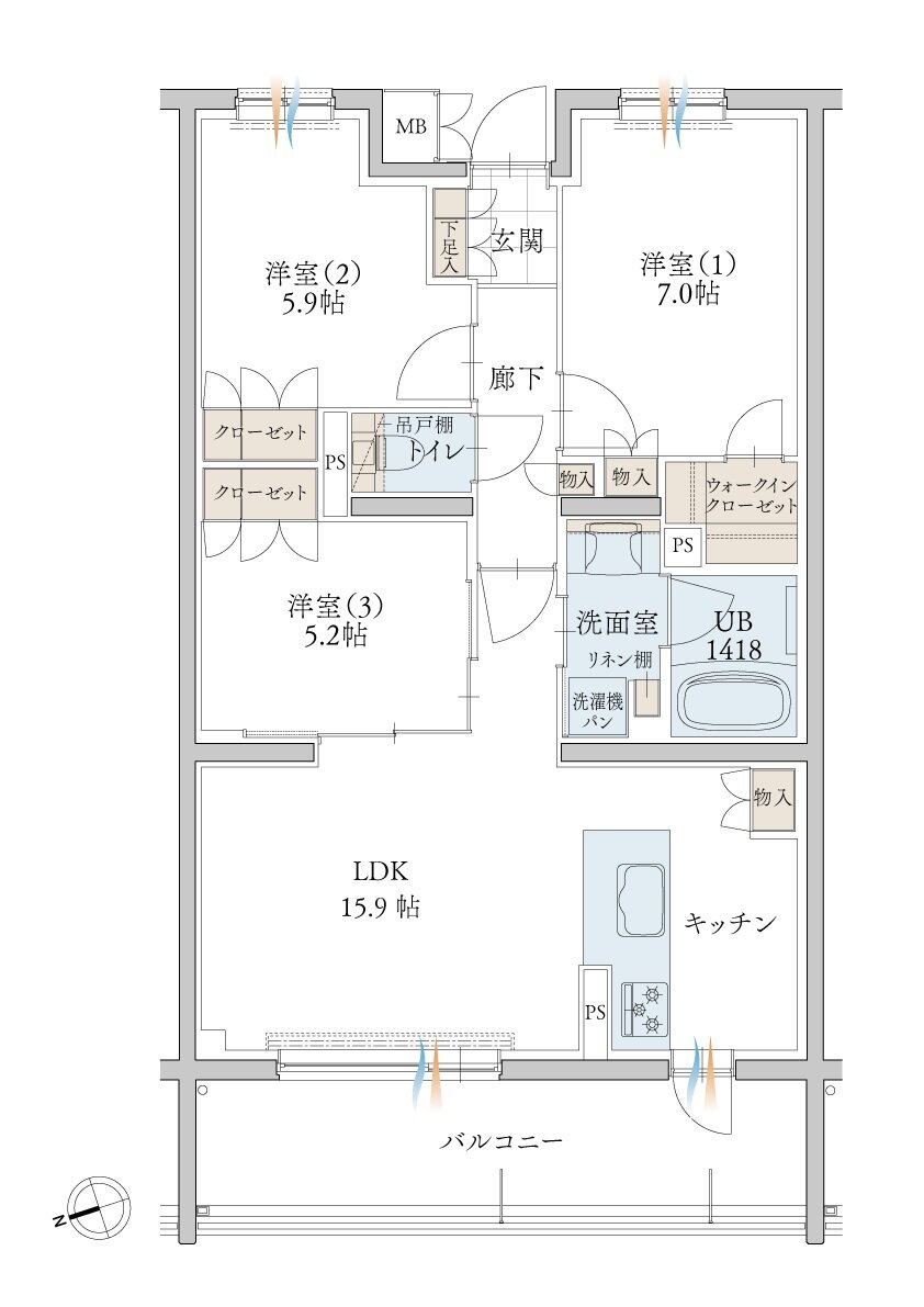 エンブル・パーク&レジデンス駿河池田 間取り H TYPE