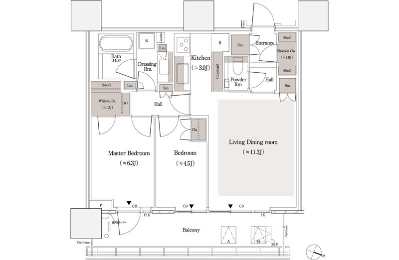 パークタワー品川天王洲 間取り 61-Jeタイプ