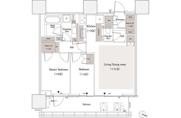 パークタワー品川天王洲 間取り 61-Jeタイプ
