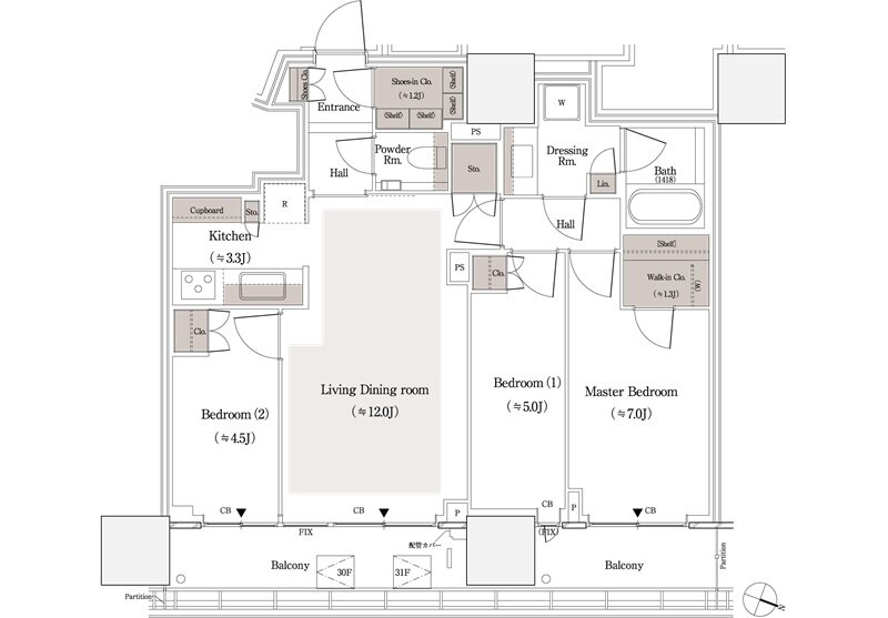 パークタワー品川天王洲 間取り 74-Reタイプ