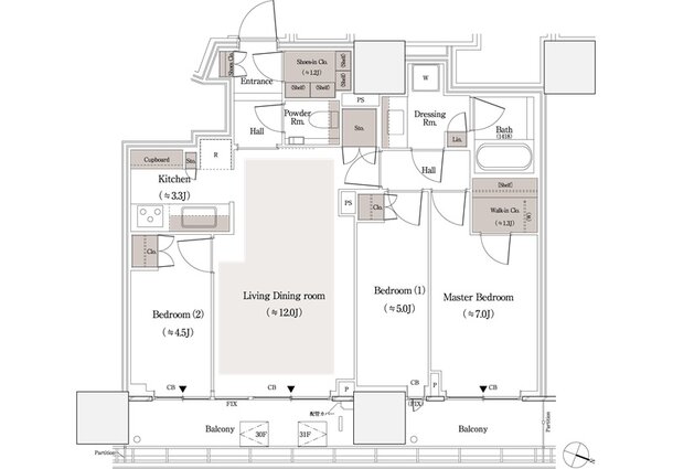 パークタワー品川天王洲 間取り 74-Reタイプ