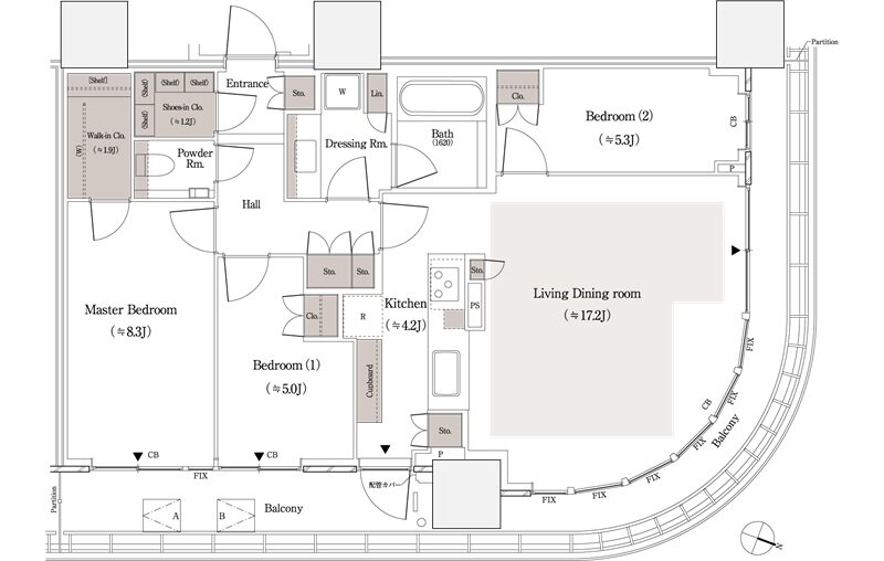 パークタワー品川天王洲 間取り 90-Aneタイプ
