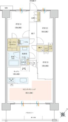 レーベン宇都宮 GRANDIA 間取り H type
