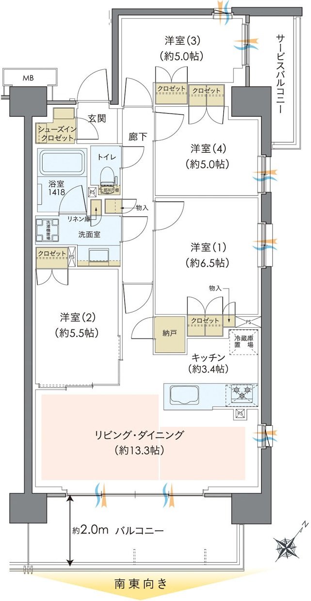 レーベン宇都宮 GRANDIA 間取り L type