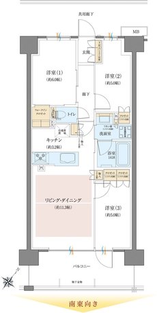 レーベン宇都宮 GRANDIA 間取り I type
