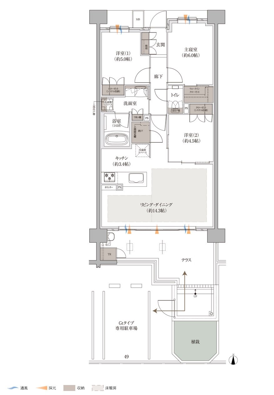 バンベール庄内通 ザ・レジデンス 間取り Gtタイプ