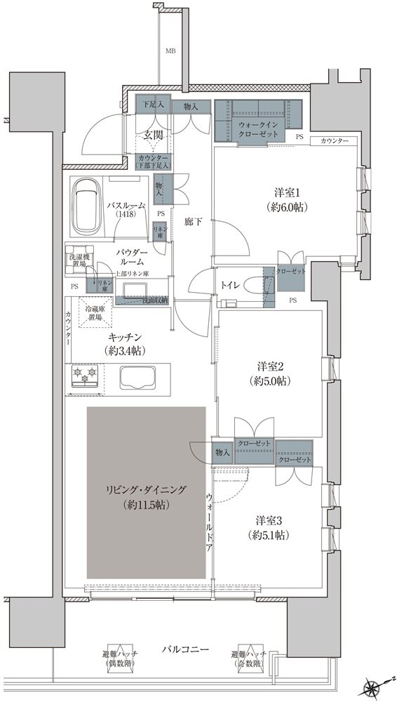 プレミスト立川 間取り H1 type