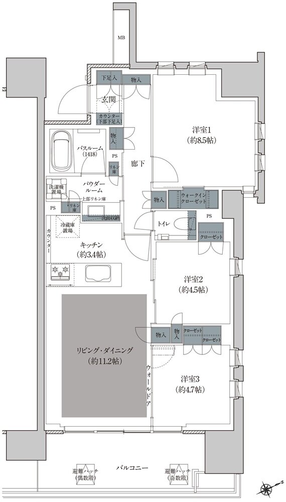 プレミスト立川 間取り H3 type