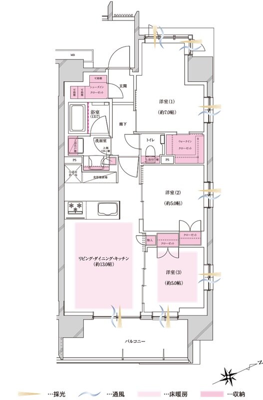 プレシス立川パークフロント 間取り Eタイプ
