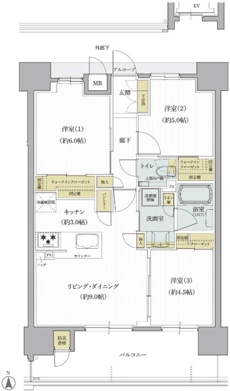 クレアホームズ道後西 ザ・レジデンス 間取り Cタイプ【BASIC PLAN】