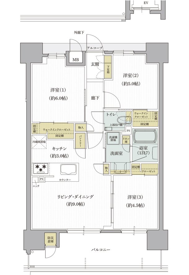 クレアホームズ道後西 ザ・レジデンス 間取り Cタイプ
