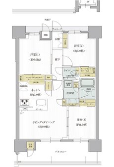 クレアホームズ道後西 ザ・レジデンス 間取り Cタイプ