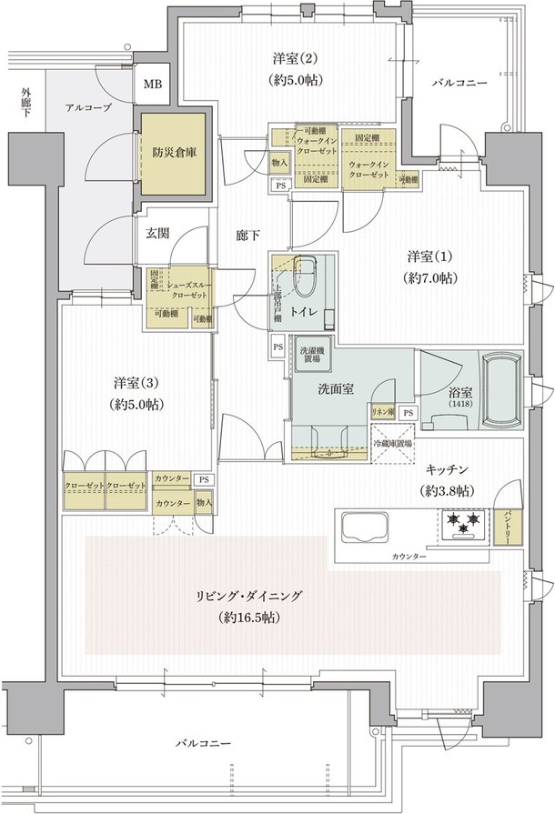 クレアホームズ道後西 ザ・レジデンス 間取り Jタイプ