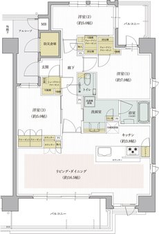 クレアホームズ道後西 ザ・レジデンス 間取り Jタイプ