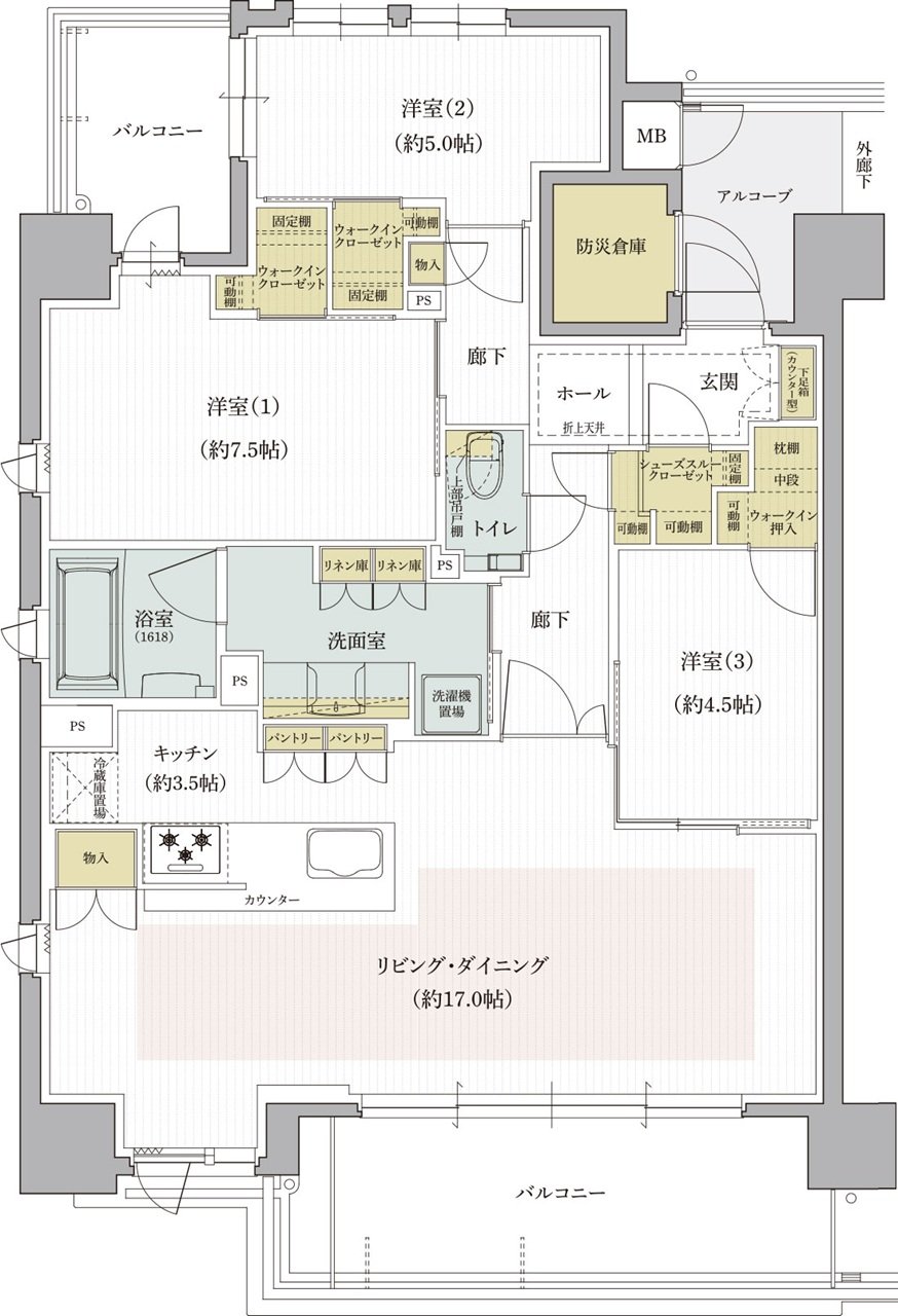 クレアホームズ道後西 ザ・レジデンス 間取り Hタイプ（MENU PLAN2）