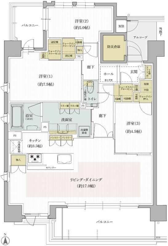 クレアホームズ道後西 ザ・レジデンス 間取り Hタイプ【MENU PLAN2】