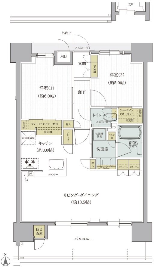 クレアホームズ道後西 ザ・レジデンス 間取り Cタイプ【MENU PLAN1】