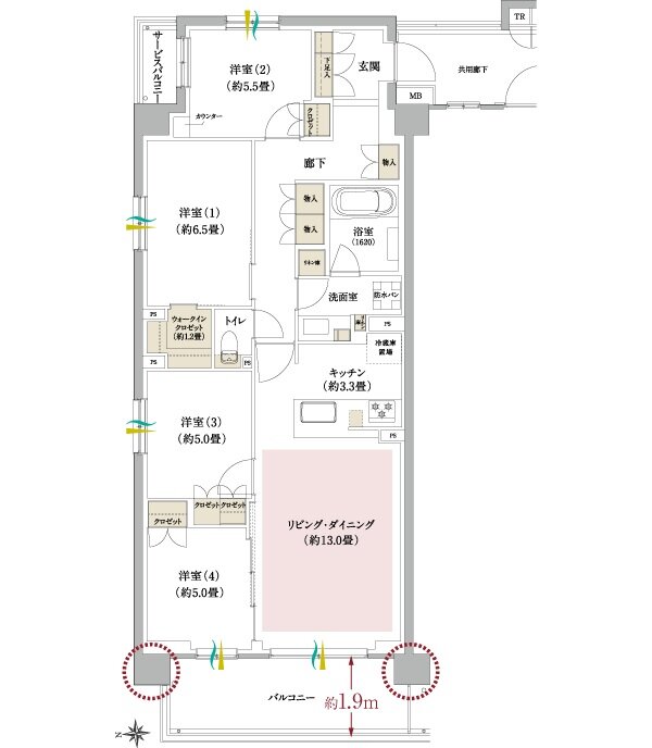 ブランシエラ武蔵中原 間取り Aタイプ