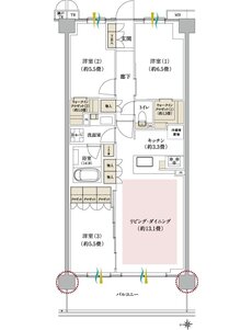 ブランシエラ武蔵中原 間取り D3タイプ（2～5階）