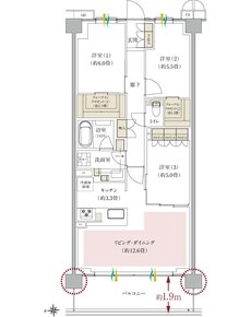 ブランシエラ武蔵中原 間取り C2 type（2～5階）