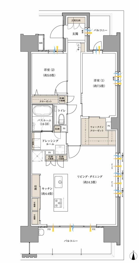 サーパス大分金池 間取り Cタイプ（メニュープラン）