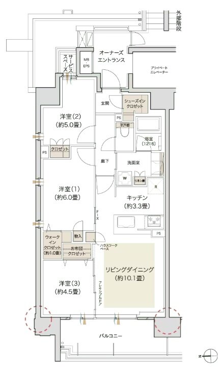 デュオヒルズ御器所 間取り A2タイプ(3期1次)