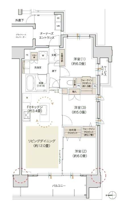 デュオヒルズ御器所 間取り Eタイプ(3期1次)