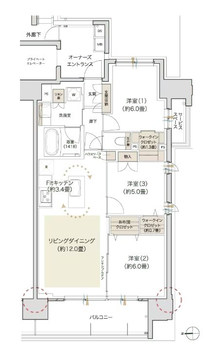 デュオヒルズ御器所 間取り Eタイプ(2期2次)