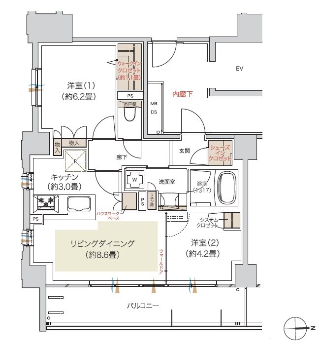デュオヒルズ御器所 間取り Cタイプ(先着順)